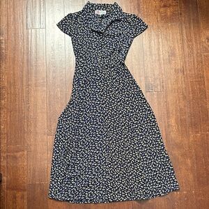 Vintage 90s Renheda Fashion Floral Navy Dress, Size Medium